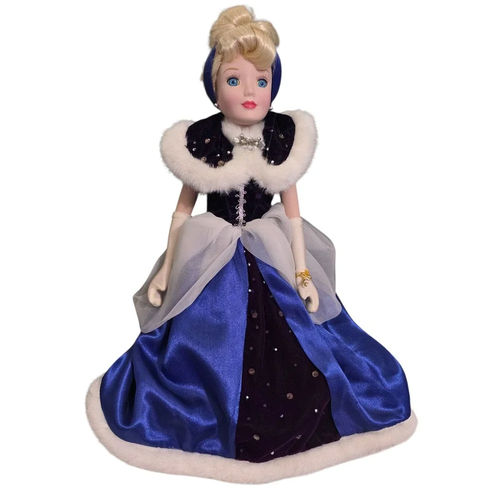 Cinderella Holiday Princess Porcelain Keepsake Doll Blue Velvet Winter Gown